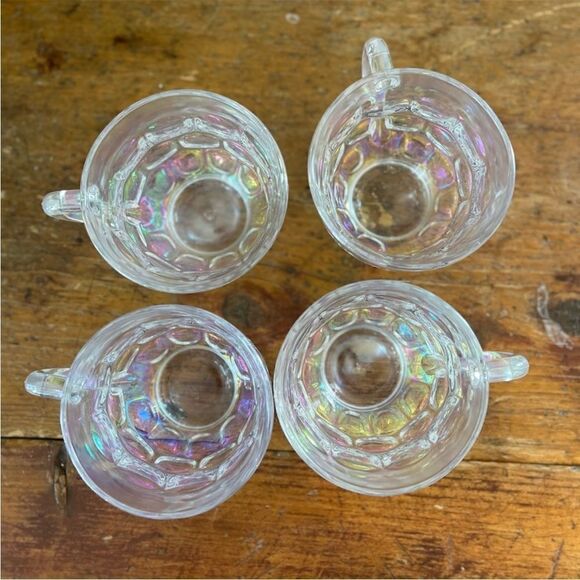 Rare Set of 4 1960's Federal Glass/Yorktown Iridescent Cups - Picture 5 of 6